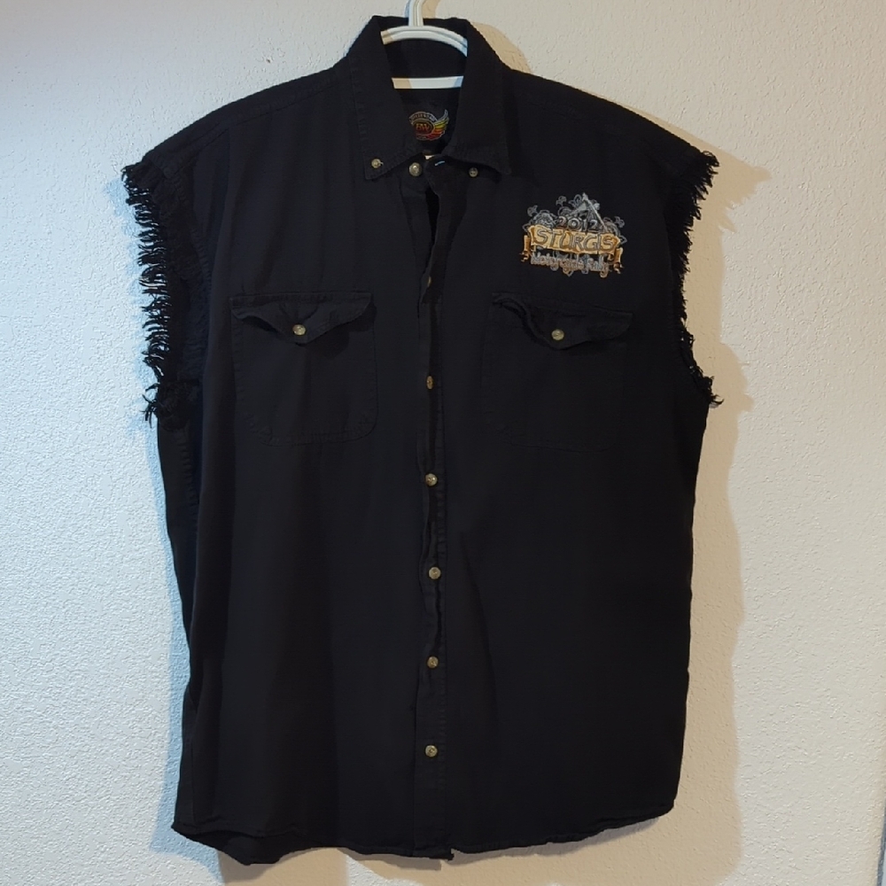 Biker Wear USA Shirt Sleeveless 2012 72nd Sturgis Motorcycle Rally Black  2XL